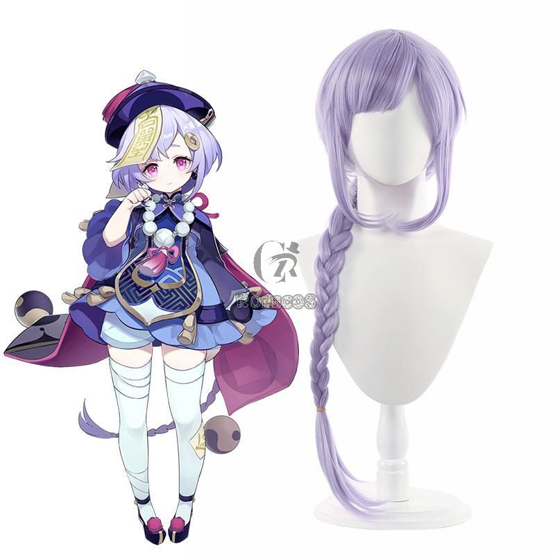 Game Genshin Impact Qiqi Light Purple Cosplay Wigs