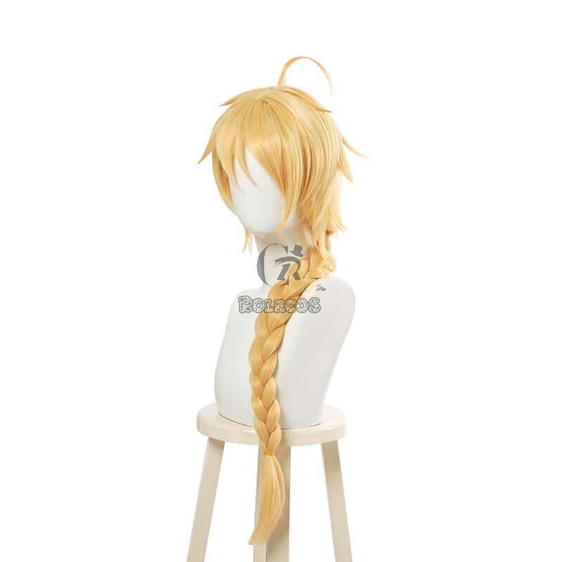 Game Genshin Impact Traveler Aether Blonde Long Braided Cosplay Wigs