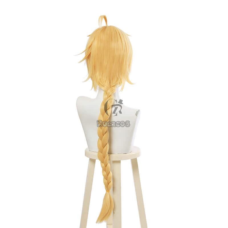 Game Genshin Impact Traveler Aether Blonde Long Braided Cosplay Wigs