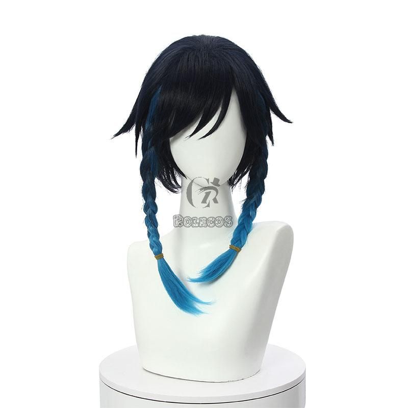 Game Genshin Impact Venti Blue Gradient Cosplay Wigs