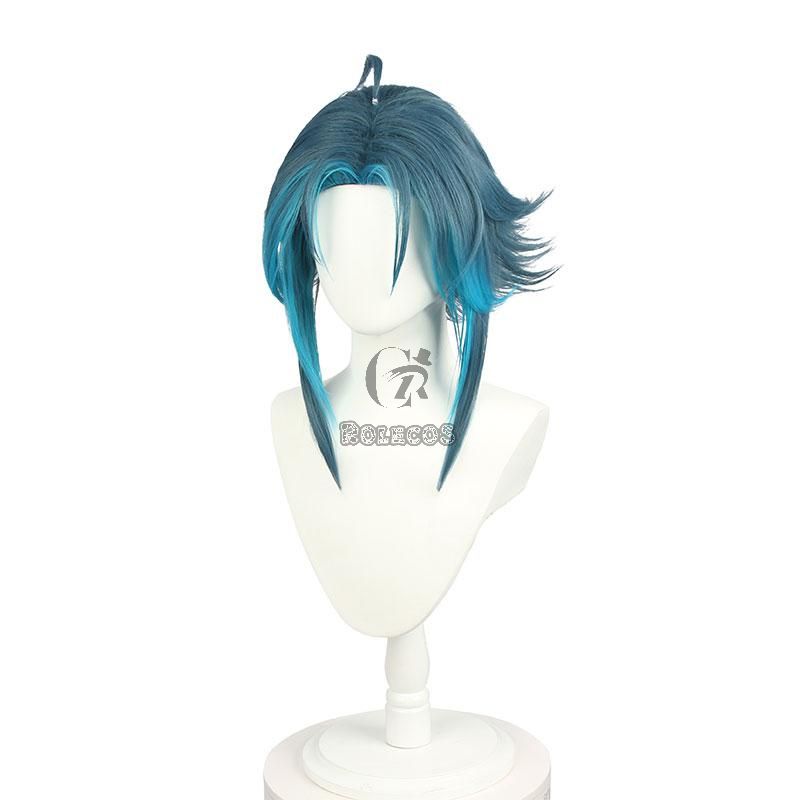 Game Genshin Impact Xiao Blue Mixed Cosplay Wigs 