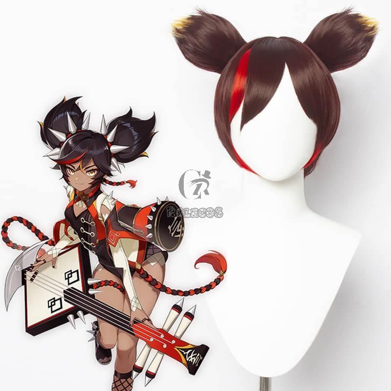 Game Genshin Impact Xinyan Mixed Brown Cosplay Wigs