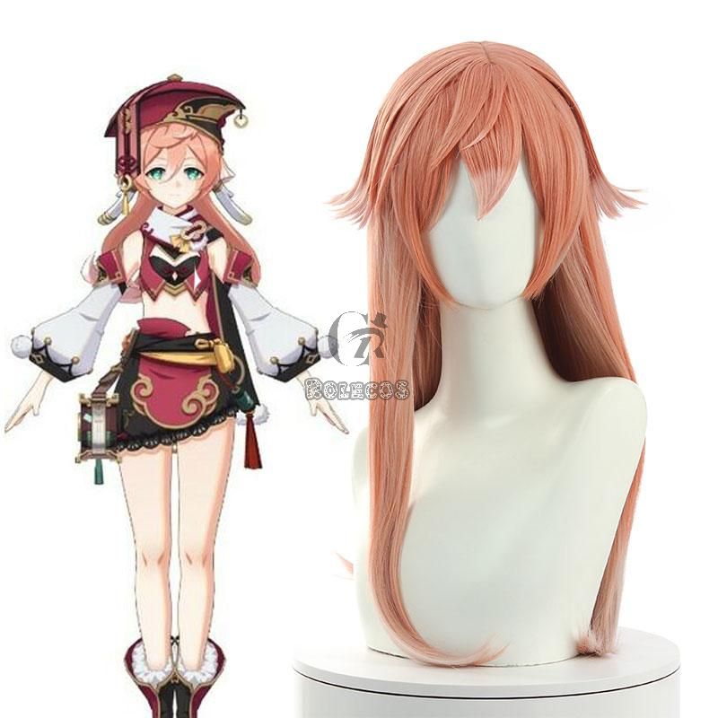 Game Genshin Impact Yanfei Pink Mixed White Long Cosplay Wigs