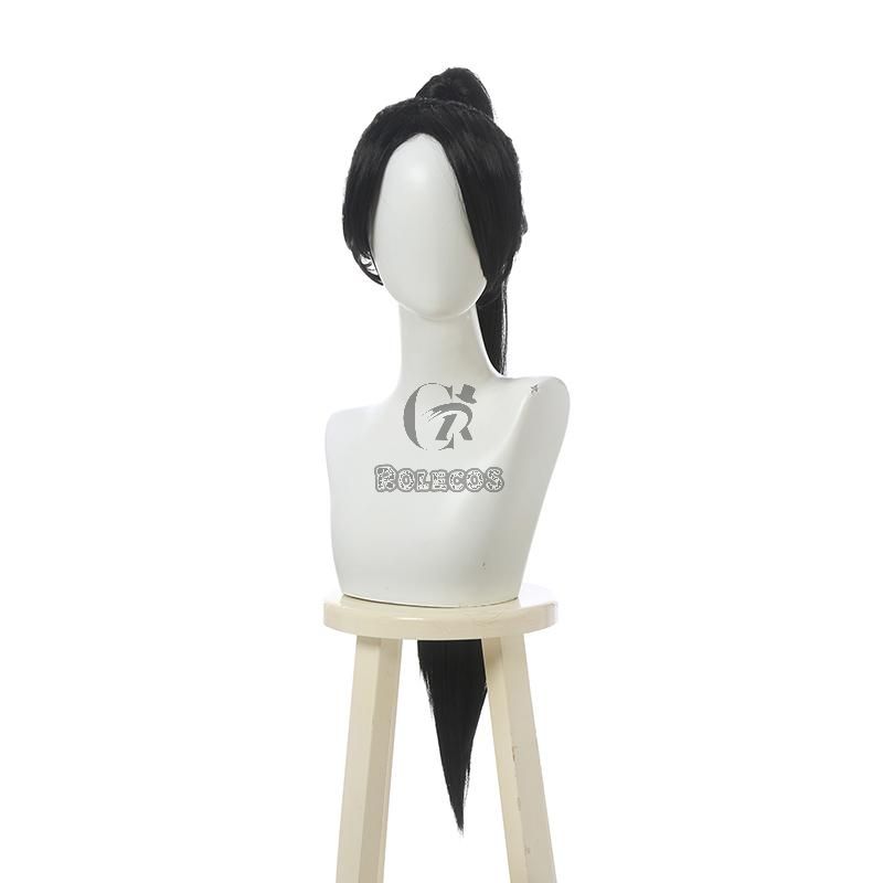 Game Valorant Project A Sage Black Long Ponytail Cosplay Wigs