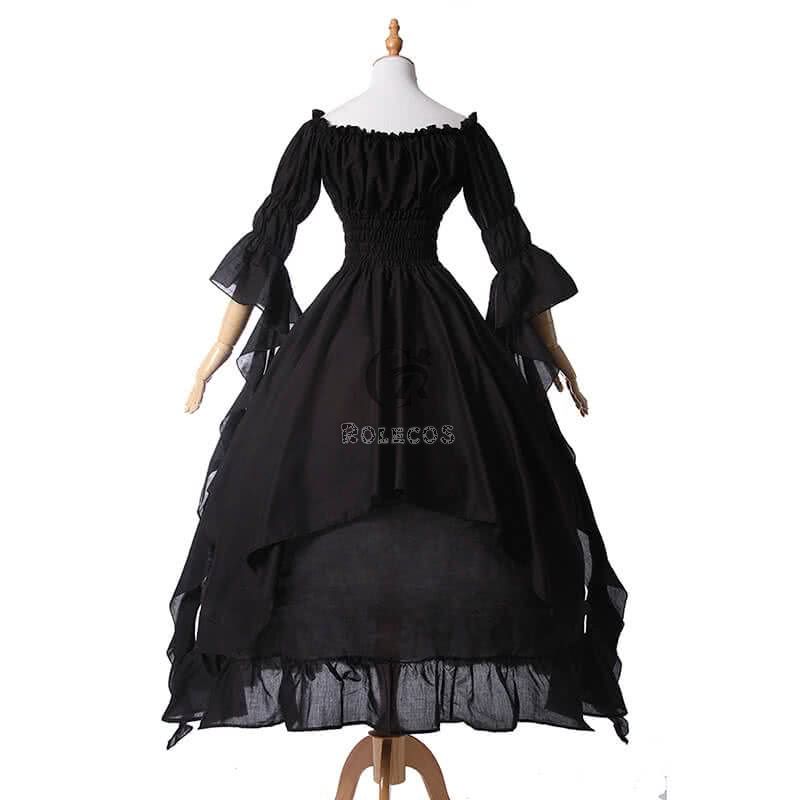 Women Renaissance Victorian Medieval Black Long Vintage Dress
