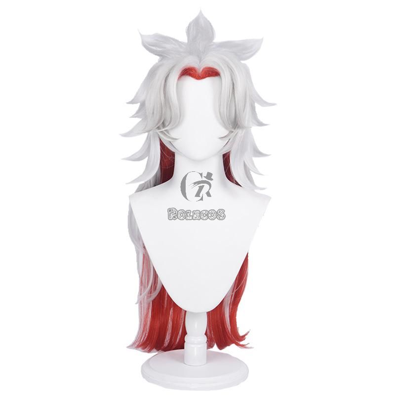 Genshin Impact  Arataki Itto Grey Mixed Red Long Cosplay Wigs