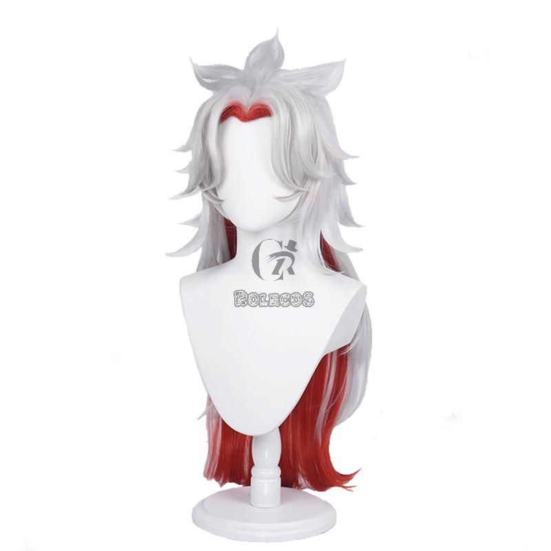 Genshin Impact  Arataki Itto Grey Mixed Red Long Cosplay Wigs
