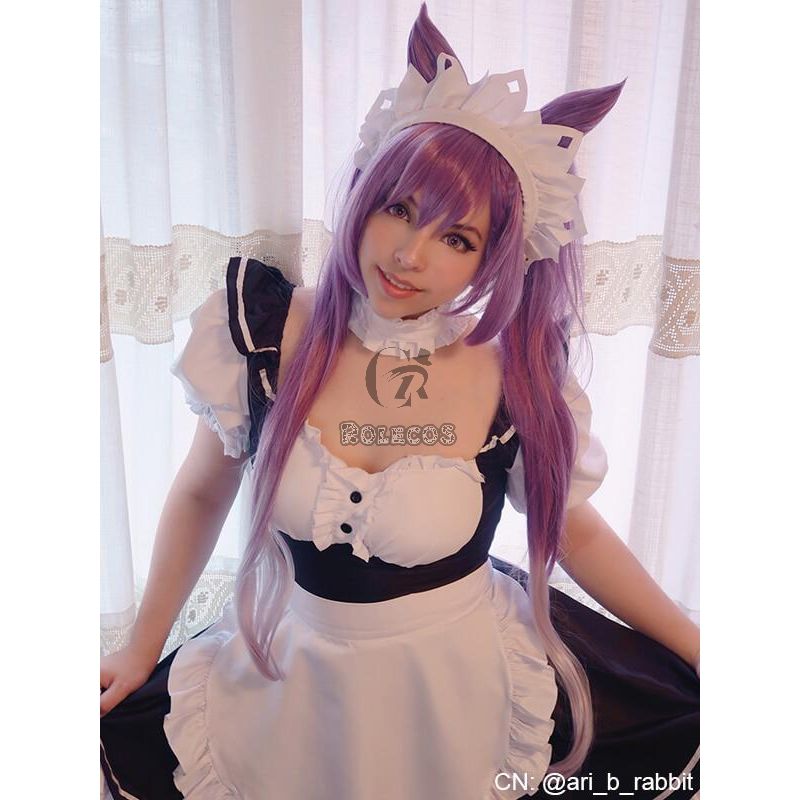 Game Genshin Impact Keqing Mixed Purple Ponytail Cosplay Wigs