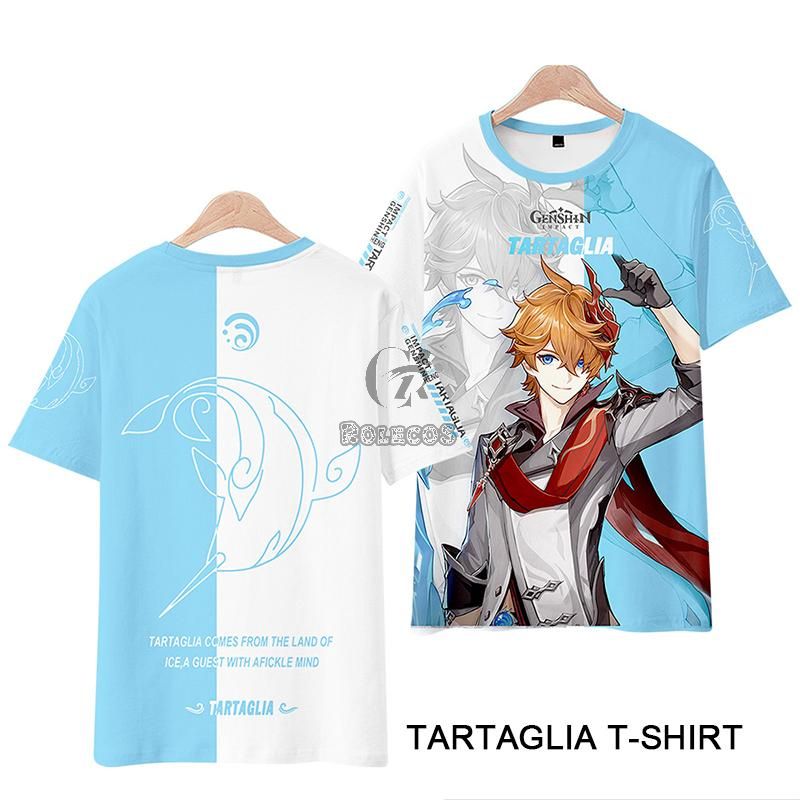 Genshin Impact Tartaglia T-shirt Cosplay Costume