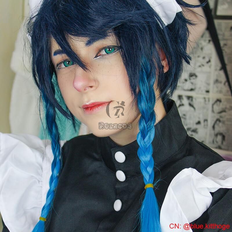 Game Genshin Impact Venti Blue Gradient Cosplay Wigs