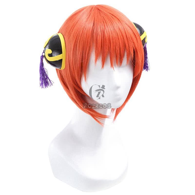 Gintama Kagura 30CM Orange Anime Cosplay Wig 
