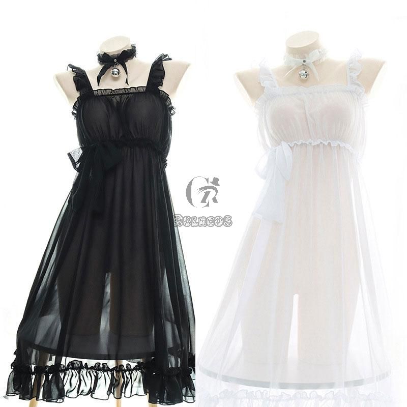 Girls Sexy TranslucentSuspender Dress 2 Colors Cosplay Costume
