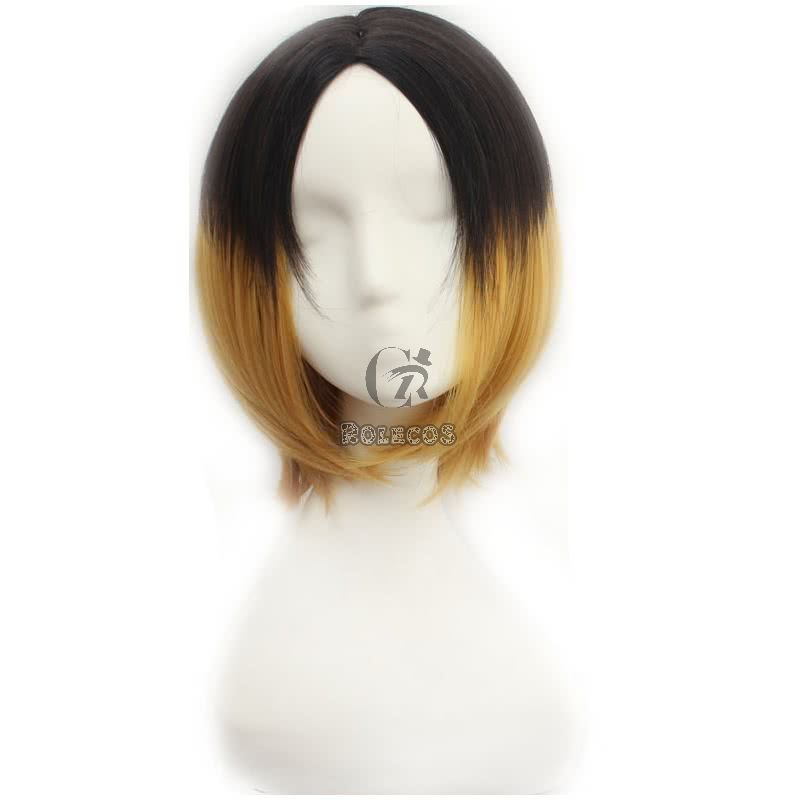 Haikyū!! kozumekenma Black Mixde Yellow long Cosplay Wigs