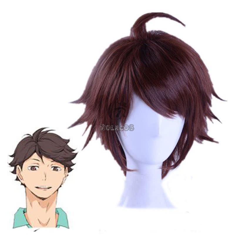 Haikyuu!! Tooru Oikawa Aobajōsai High School Volleyball Club Brown Short Cosplay wig