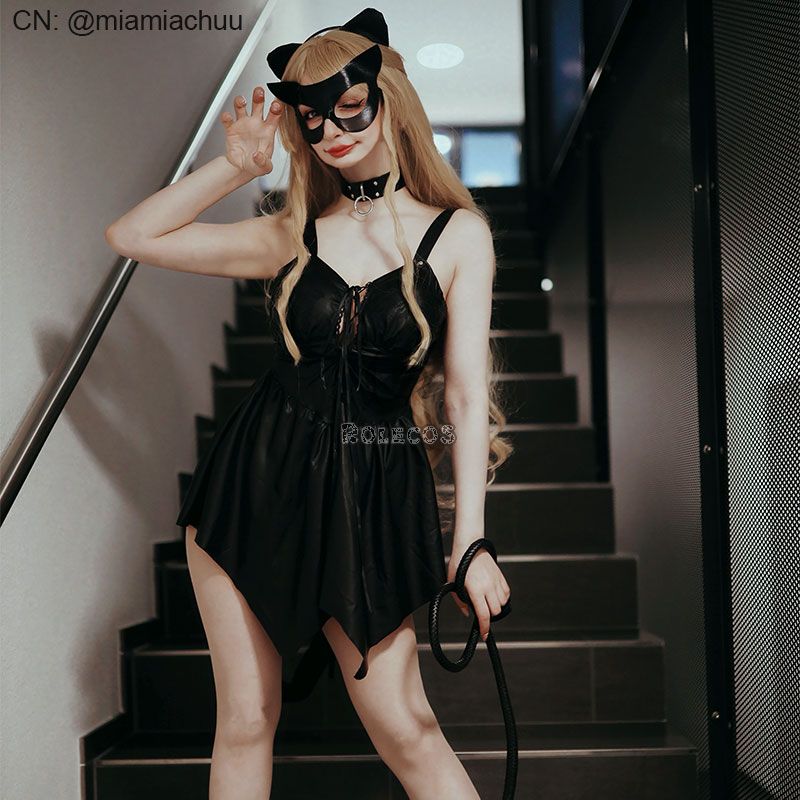 Halloween Cat Girl Dress Black Sexy Cosplay Costume