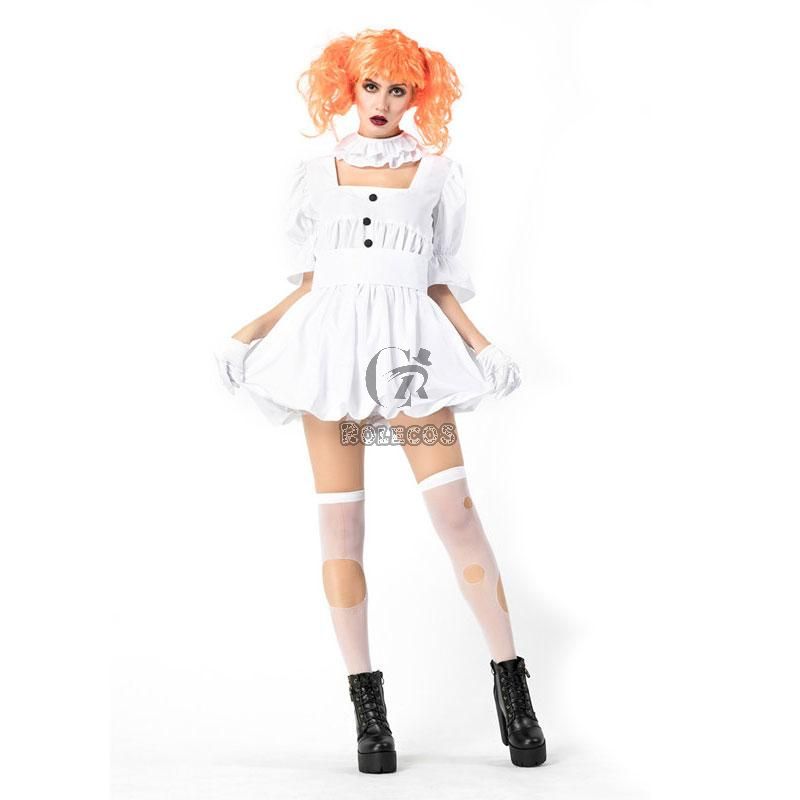 Halloween Ghost Doll Clown Dress Cosplay Costume