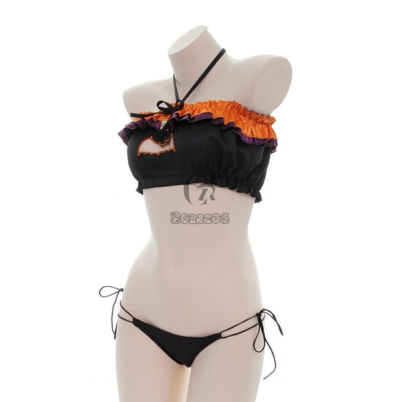Halloween Pumpkin Bat Sexy Lingerie Cosplay Costume 