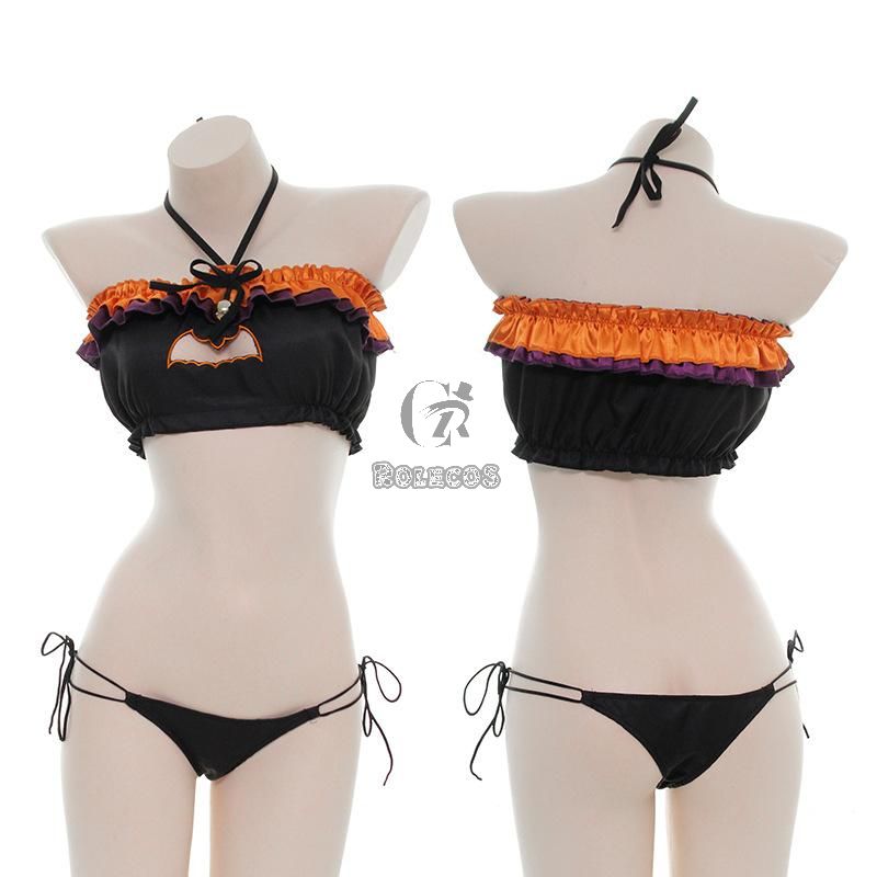 Halloween Pumpkin Bat Sexy Lingerie Cosplay Costume 