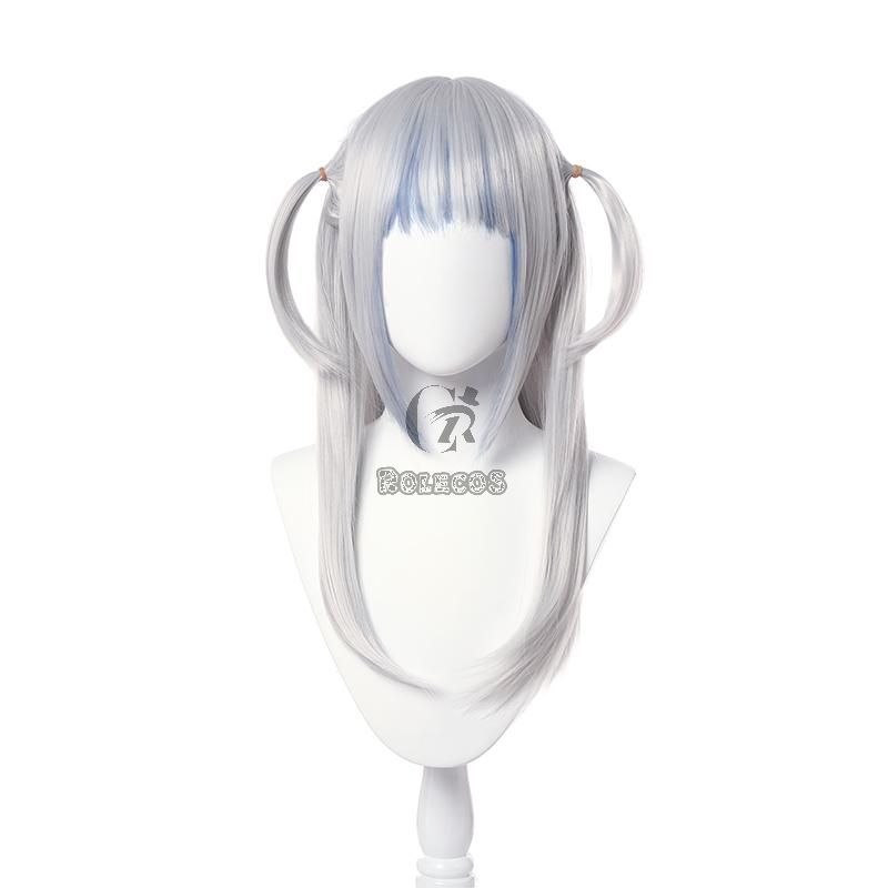 Hololive English Vtuber Gawr Gura Blue Mixed White Long Cosplay Wigs