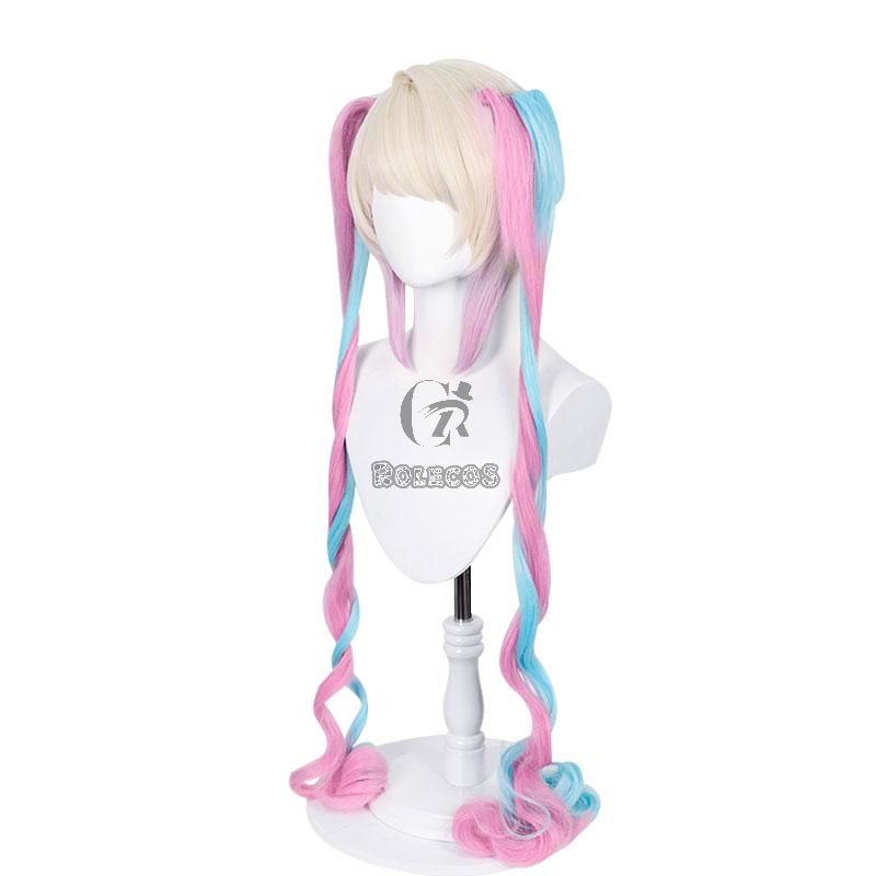 Hololive NEEDY GIRL OVERDOSE KAngel Long Pink Mixed Blue Cosplay Wigs
