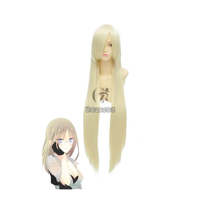 100cm Long Inu x Boku SS Yukinokouji Nobara Cosplay Wig Pale Golden Staright Wigs