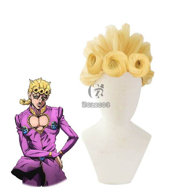 JoJo no Kimyou na Bouken Ougon no Kaze Giorno Giovanna Blonde Cosplay Wigs 