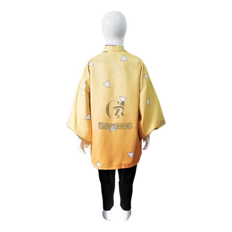 Kid Demon Slayer Zenitsu Agatsuma kimono Cosplay Costume