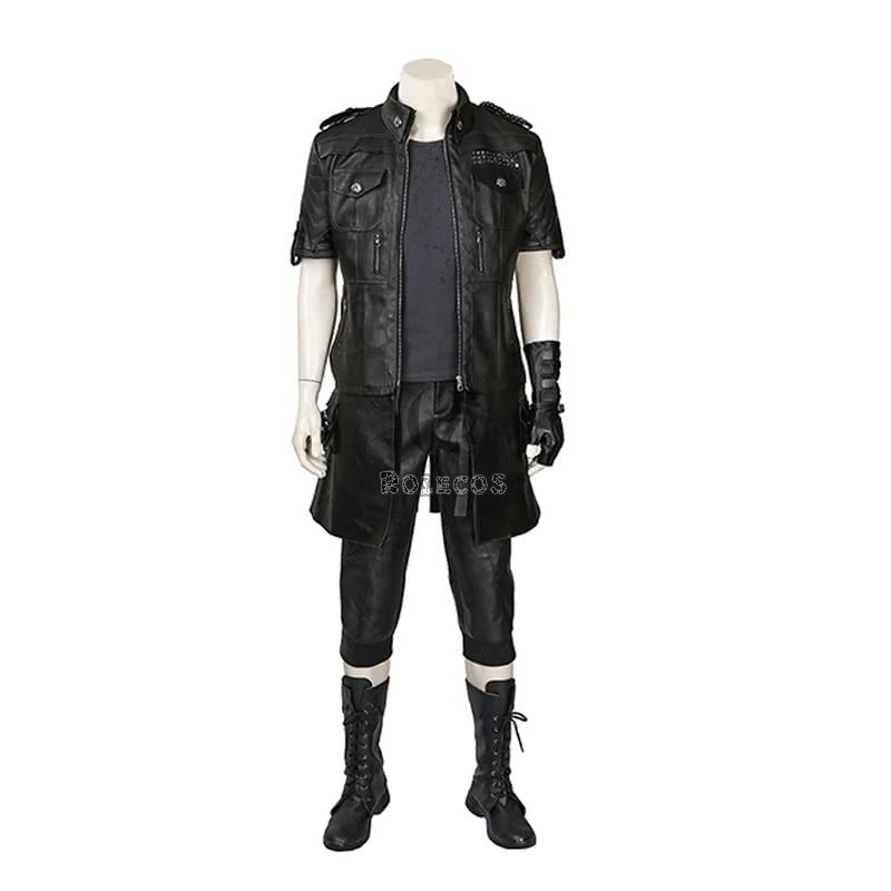 Kingsglaive Final Fantasy XV Noctis Black leather Cosplay  Costume