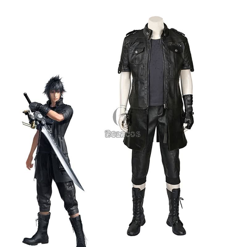 Kingsglaive Final Fantasy XV Noctis Black leather Cosplay  Costume