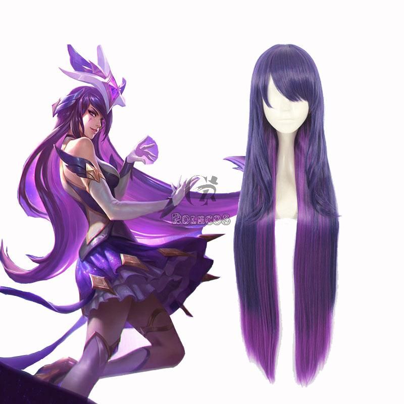League of Legends Star Guardian Syndra Game Purple Long Straight Cosplay Wigs 