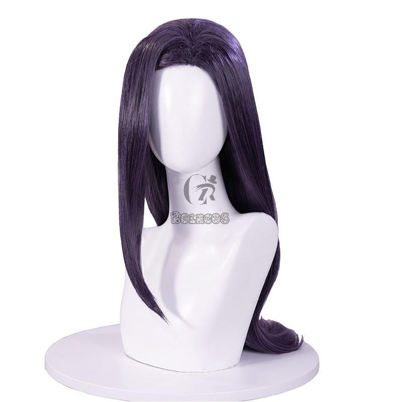 Anime LOL Arcane Caitlyn Plicewoman Purple Long Straight Cosplay Wigs