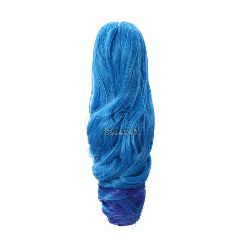 LOL Gwen Blue Gradient Ponytail  Wavy Long Cosplay Wigs