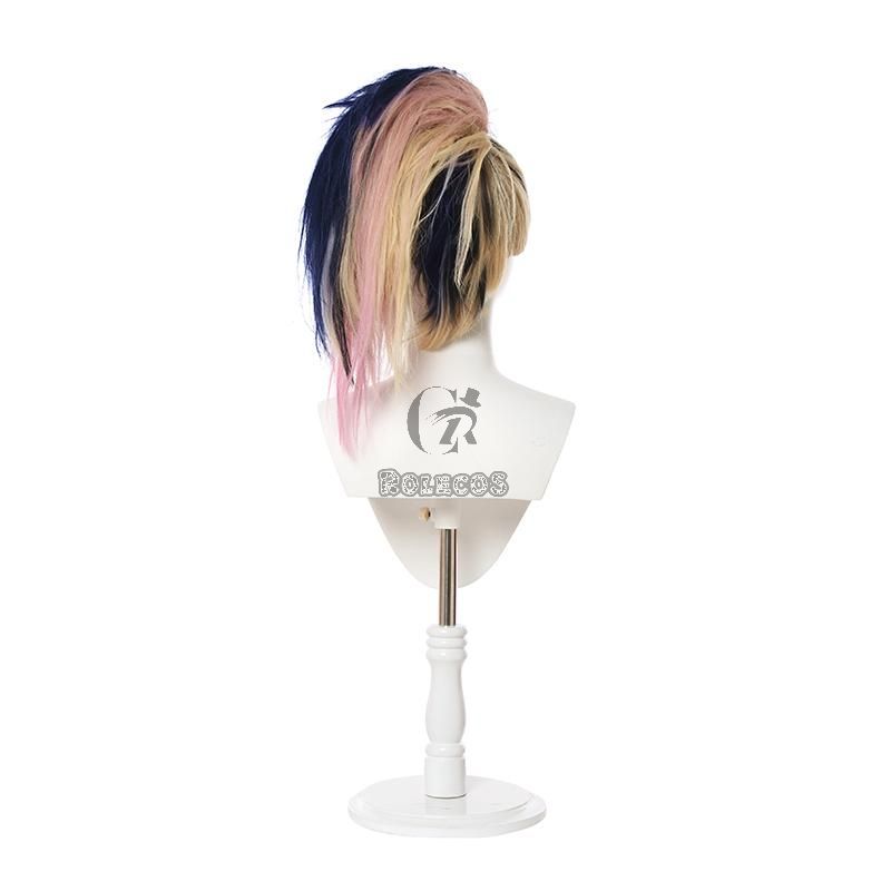 LOL KDA BADDEST Akali  Blue Mixed Yellow Long Cosplay Wigs