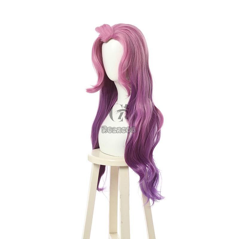 LOL KDA BADDEST Seraphine Pink Mixed Purple Long Cosplay Wigs