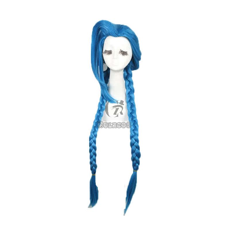 LOL Loose Cannon Jinx Blue Long Cosplay Woman Wigs