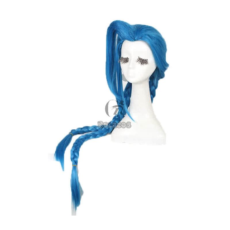 LOL Loose Cannon Jinx Blue Long Cosplay Woman Wigs