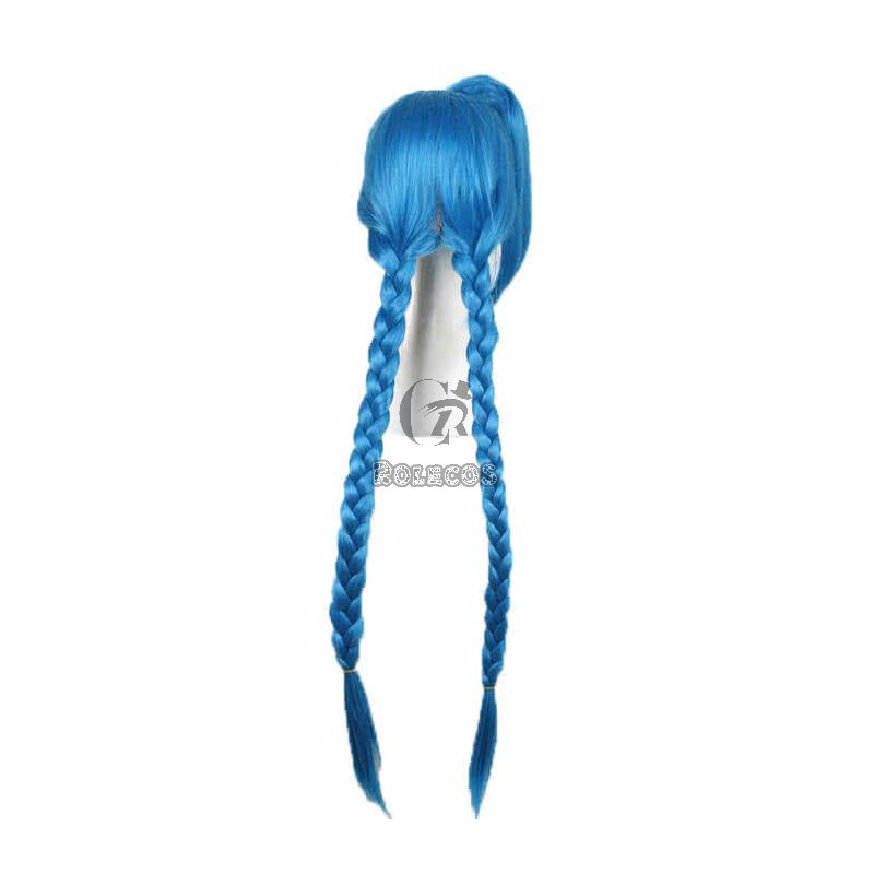 LOL Loose Cannon Jinx Blue Long Cosplay Woman Wigs