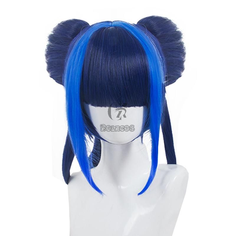 LOL Porcelain Lux Skin Dark Bule Cospaly Wigs