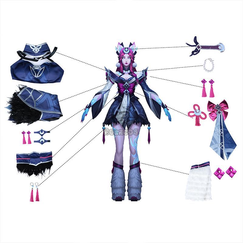lol Snow Moon Ahri Cosplay Costume