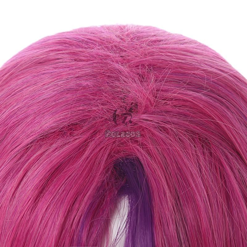 LOL Star Guardian Xayah Pink Mixed Green Long Cosplay Wigs