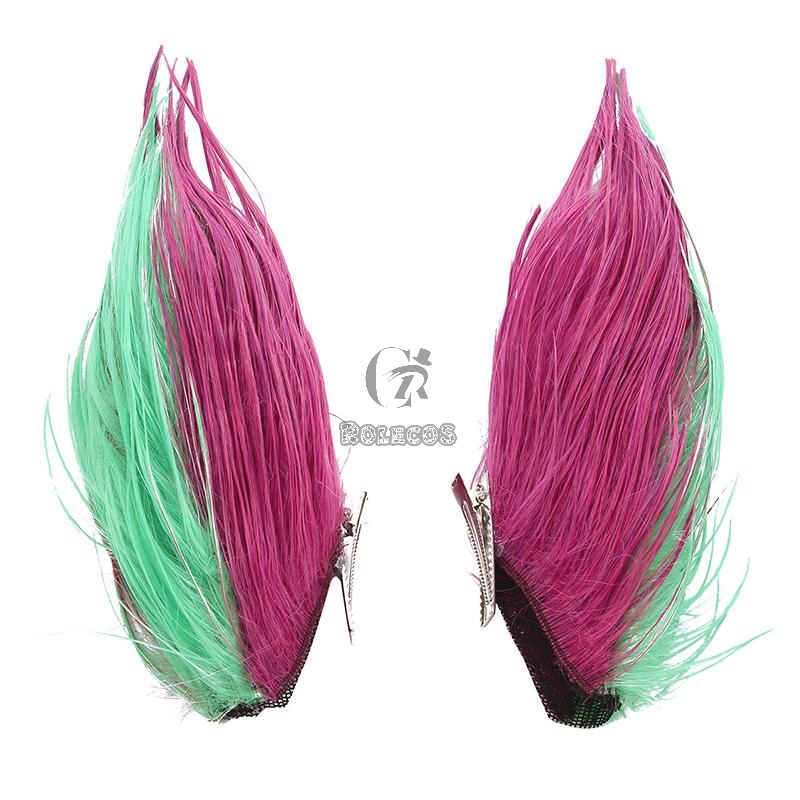 LOL Star Guardian Xayah Pink Mixed Green Long Cosplay Wigs