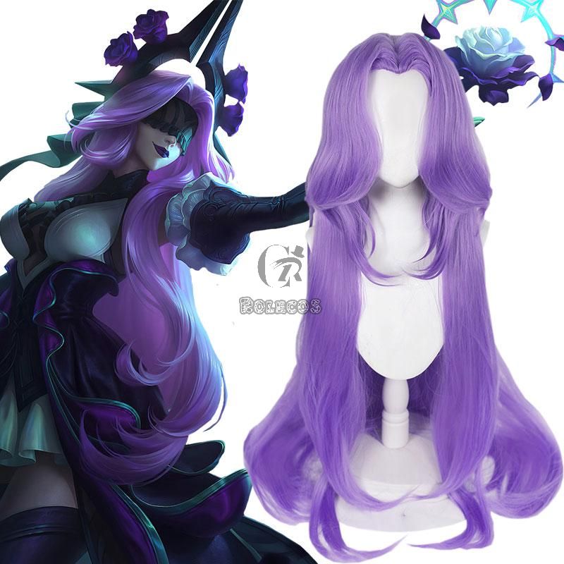LOL Withered Rose Syndra Purple Long Cosplay Wigs 