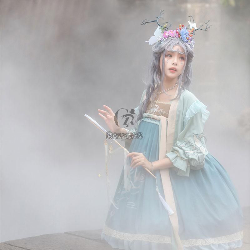 Lolita Lotus Green Leaf Dress Cute Girl Cosplay  Costume