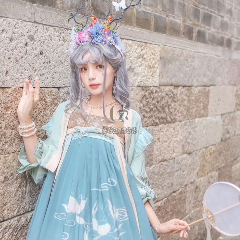 Lolita Lotus Green Leaf Dress Cute Girl Cosplay  Costume