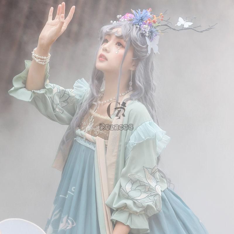 Lolita Lotus Green Leaf Dress Cute Girl Cosplay  Costume
