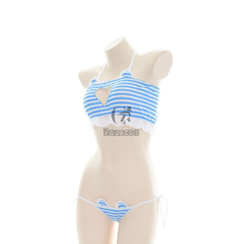 Love Hollow Striped Bikini Cosplay Costume