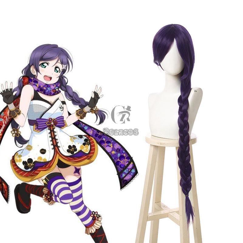 Lovelive! Nozomi Tojo Synthetic Hair Wigs Long Purple Curly Cosplay Party Wigs