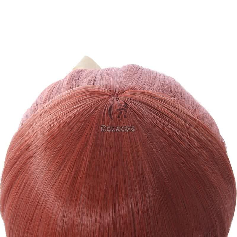 DDLC Monika Super Long Deep Pink Curly Synthetic Cosplay Wigs