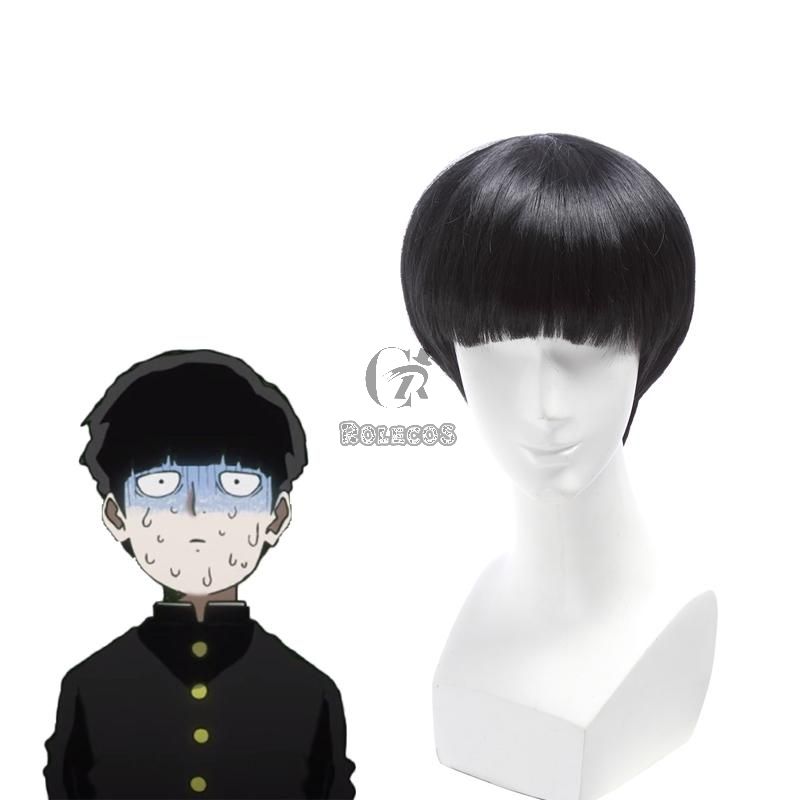 Mob Psycho 100 Mob Black Wave Head Short Wig Cosplay Wigs