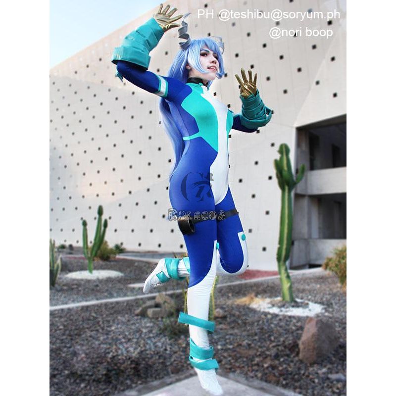 My Hero Academia Nejire Hado Blue Long Cosplay Wigs 